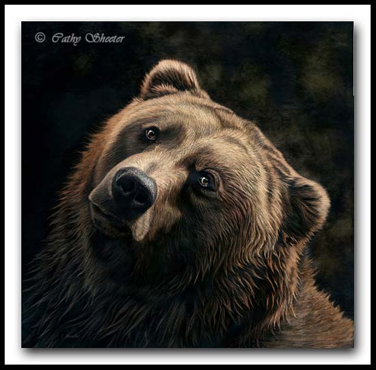 Bear With Me - Grizzly Bear Scratchboard Art