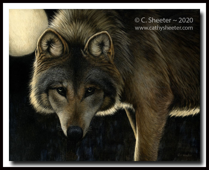 Hunter's Moon - Scratchboard Art