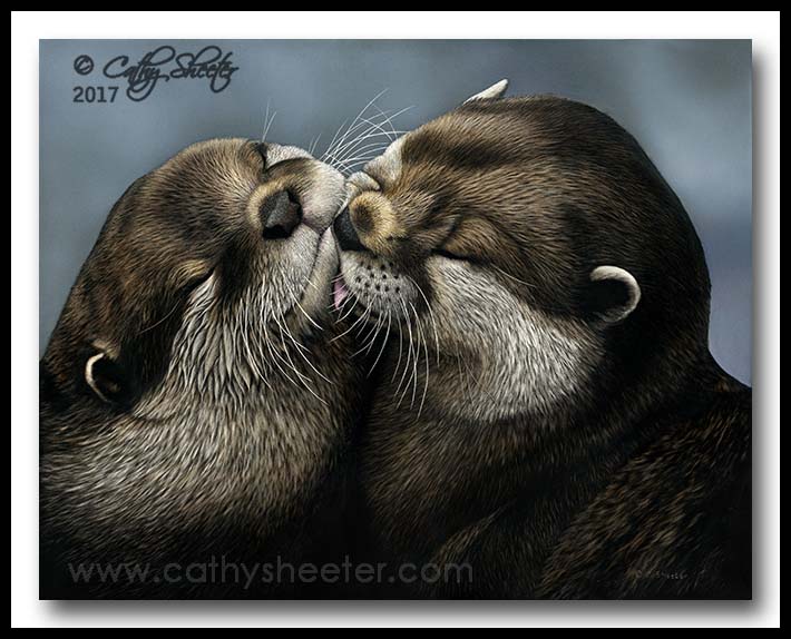 "Otterly Adorable" - scratchboard 